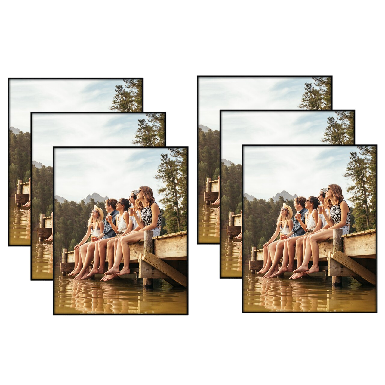 Americanflat Front Loading Picture Frame Set - Set of 6- Multi Picture Frames - Perfect for Photos and Wall Decor - Shatter Resistant Glass - Hanging Hardware with Snap-Out Easel